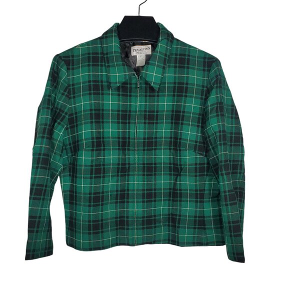 Pendleton Tartan Plaid Jacket Full-Zip Point-Collar Academia Preppy Clueless - Picture 1 of 5